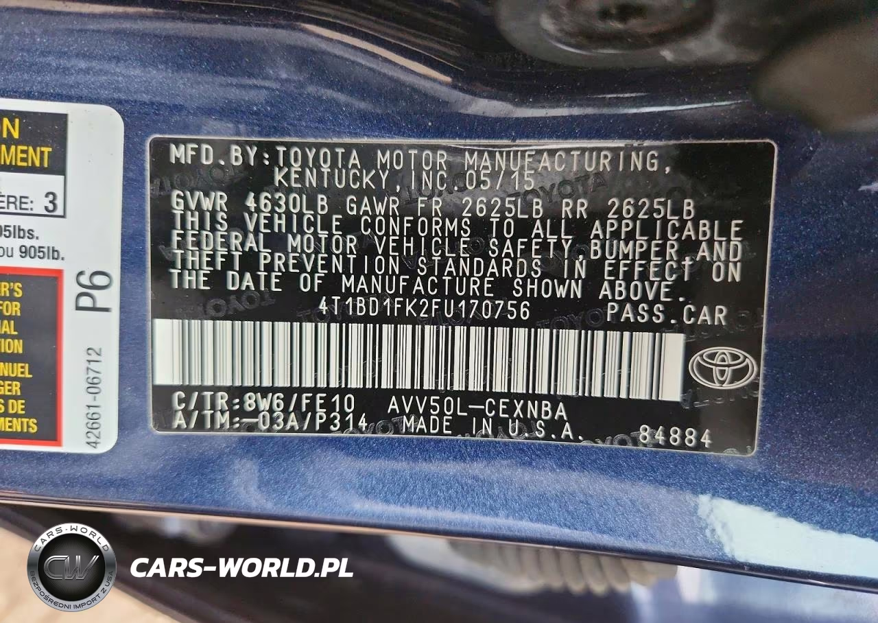 2015 Toyota Camry Hybrid Le VIN:4T1BD1FK2FU170756 - 12