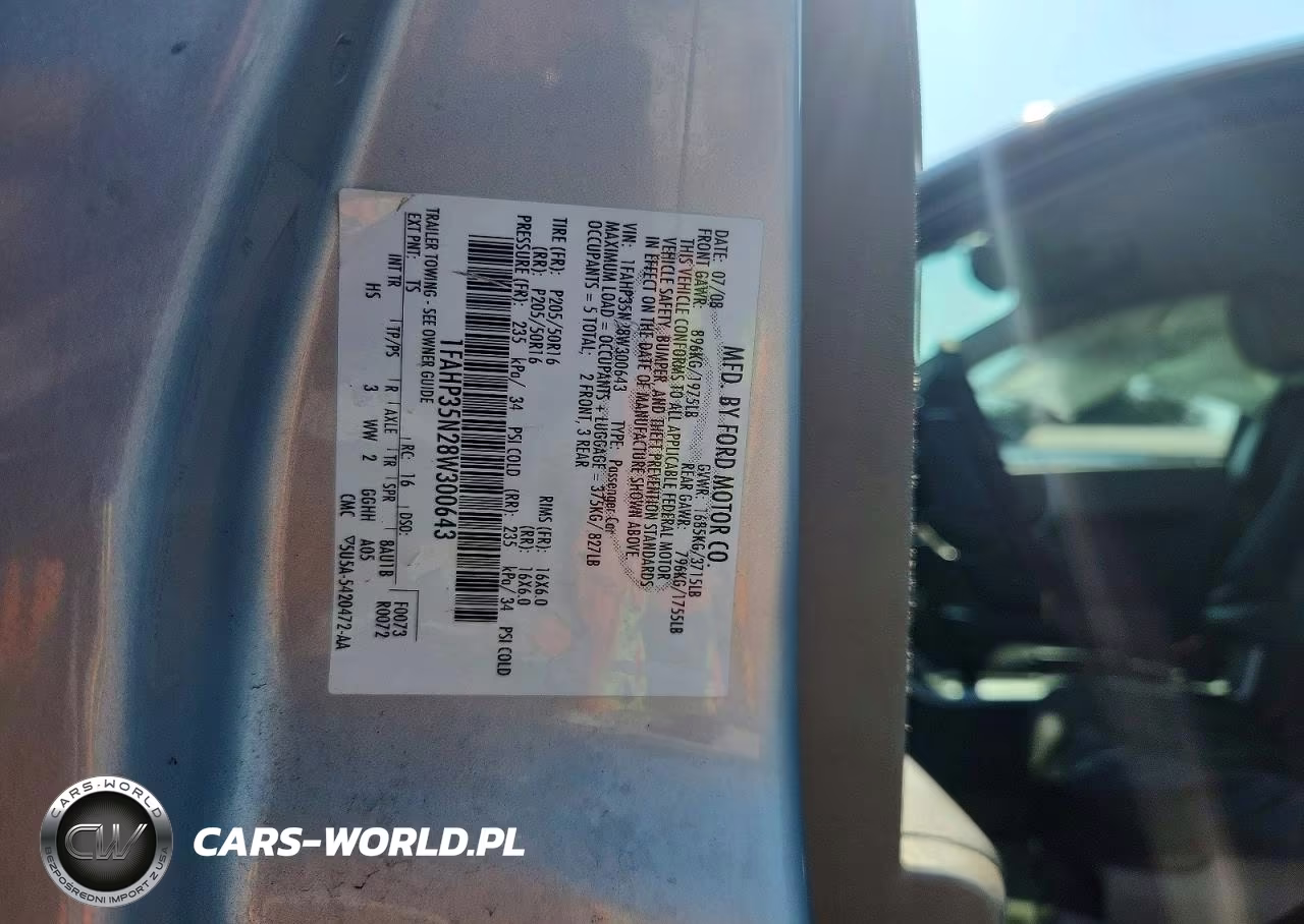 2008 Ford Focus Se VIN:1FAHP35N28W300643 - 12