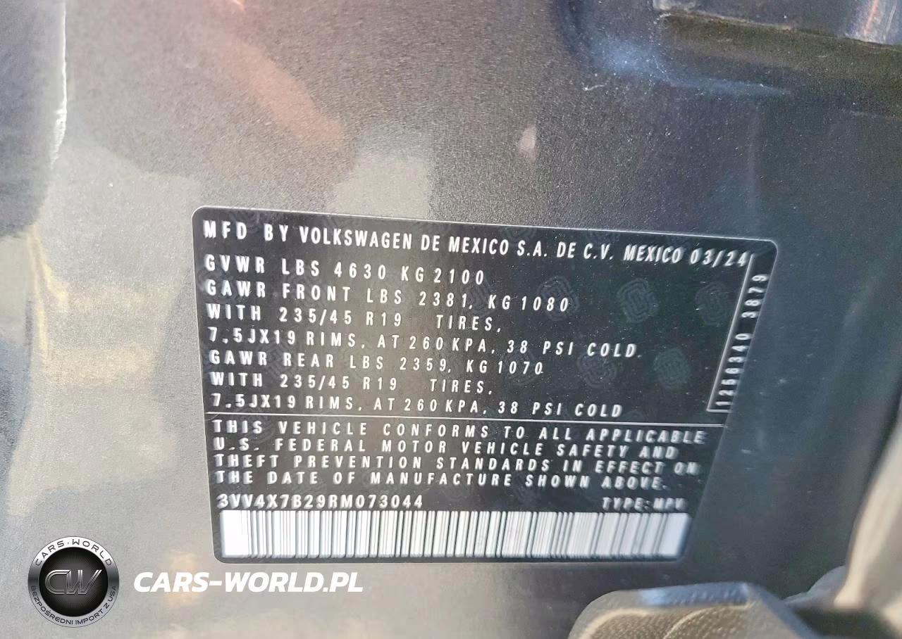 2024 Volkswagen Taos Sel VIN:3VV4X7B29RM073044 - 12