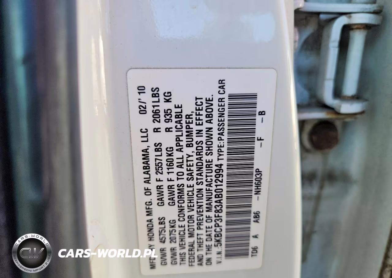 2010 Honda Accord Exl VIN:5KBCP3F83AB012994 - 12