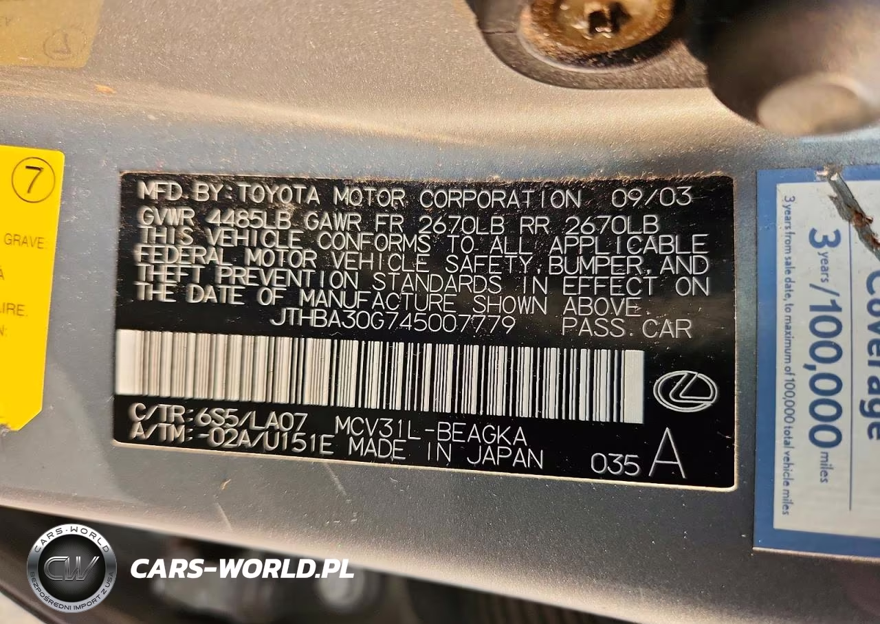 2004 Lexus Es 330 VIN:JTHBA30G745007779 - 13