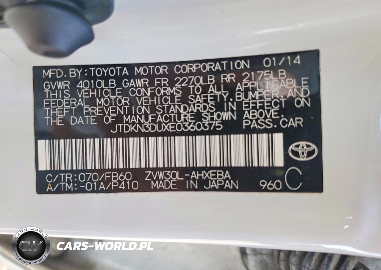 2014 Toyota Prius Two VIN:JTDKN3DUXE0360375 - 12
