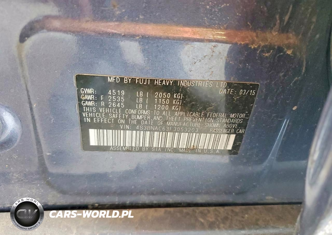 2015 Subaru Legacy 2.5I Premium VIN:4S3BNAC63F3053203 - 12