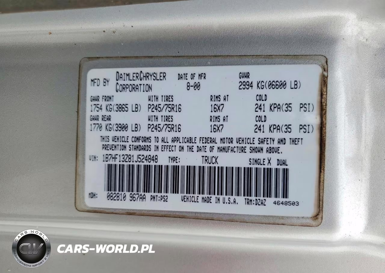 2001 Dodge Ram 1500 VIN:1B7HF13Z81J524848 - 12