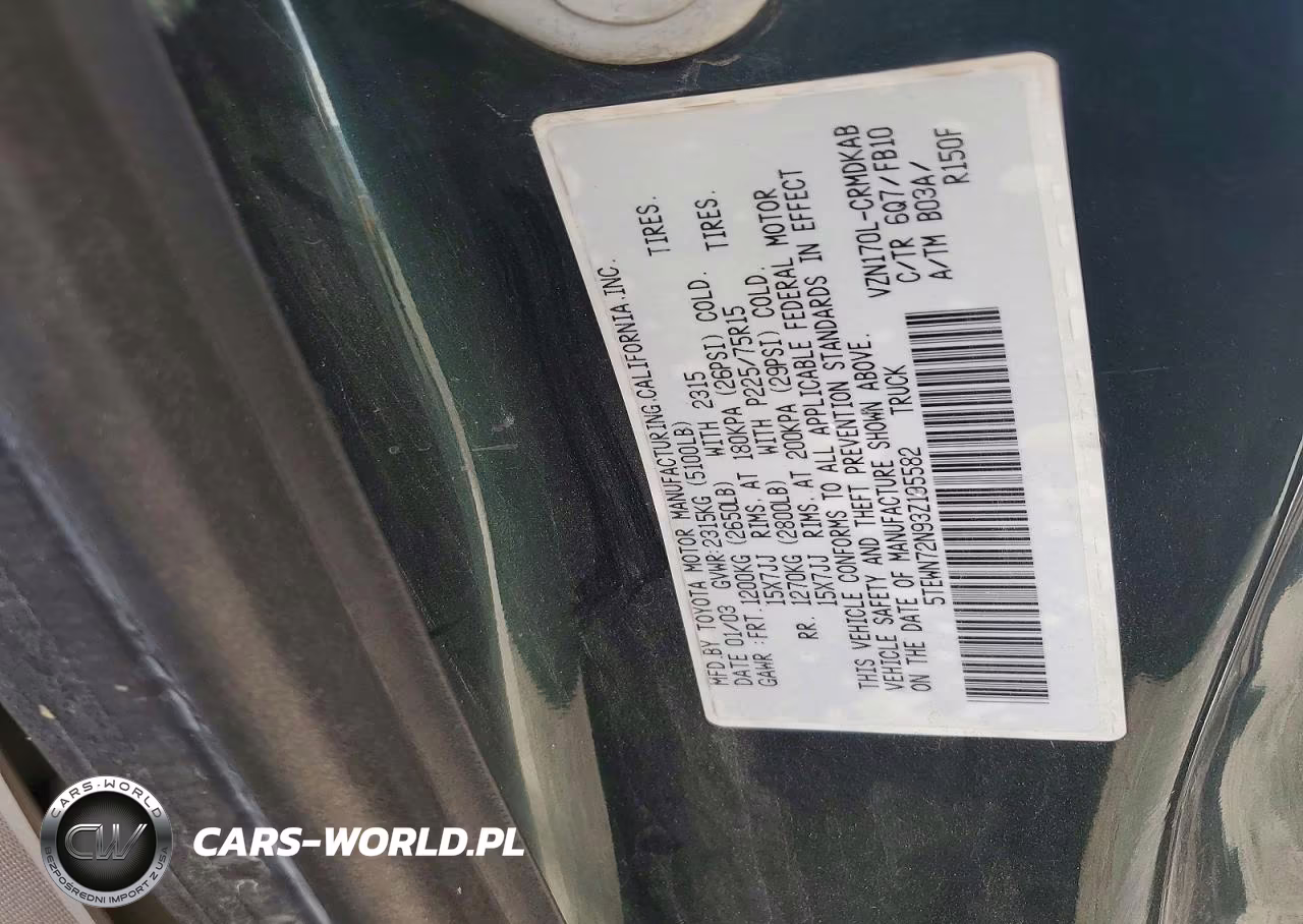 2003 Toyota Tacoma V6 VIN:5TEWN72N93Z195582 - 12