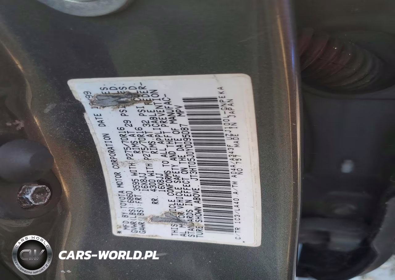 2000 Toyota Land Cruiser Base VIN:JT3HT05J0Y0095087 - 12