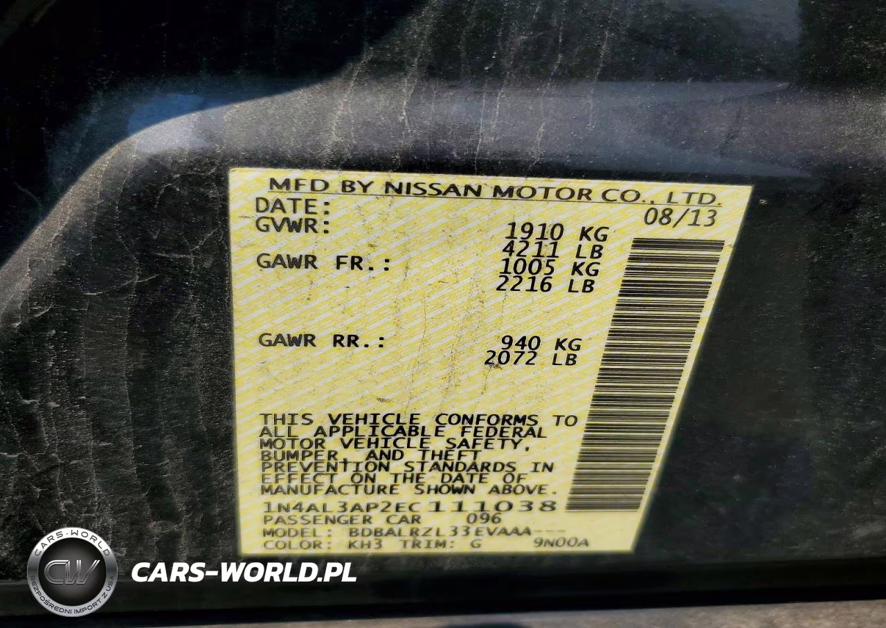 2014 Nissan Altima 2.5 S VIN:1N4AL3AP2EC111038 - 12
