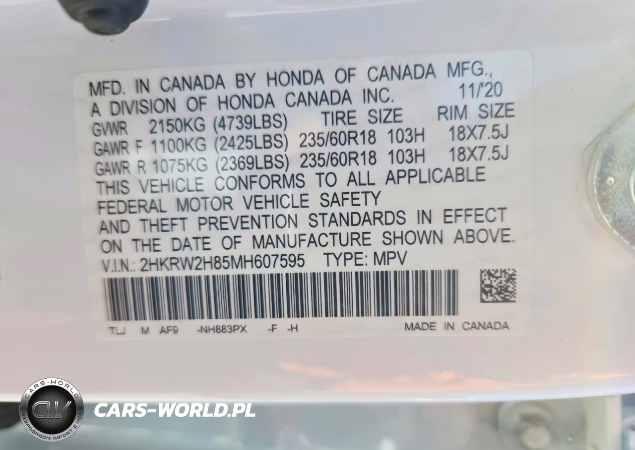 2021 Honda Cr-V Exl VIN:2HKRW2H85MH607595 - 14