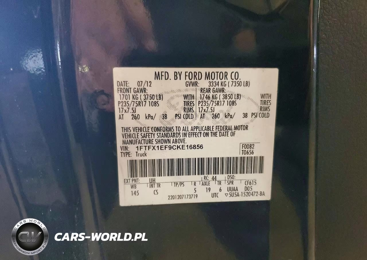 2012 Ford F150 Super Cab VIN:1FTFX1EF9CKE16856 - 12