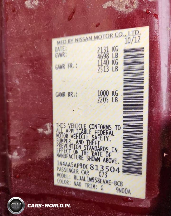 2013 Nissan Maxima 3.5 S VIN:1N4AA5AP9DC813504 - 12