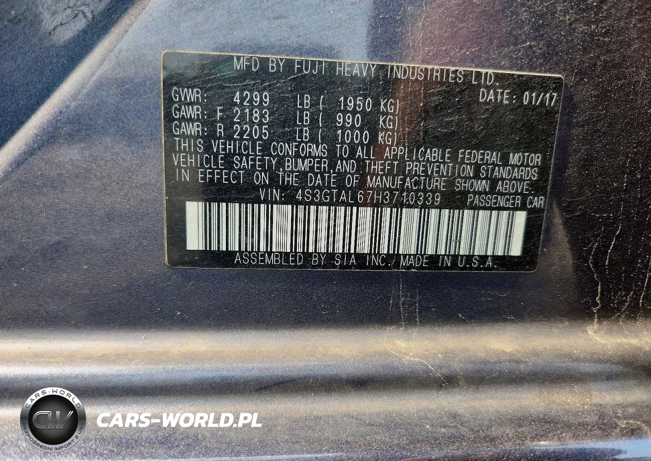 2017 Subaru Impreza Sport VIN:4S3GTAL67H3710339 - 12