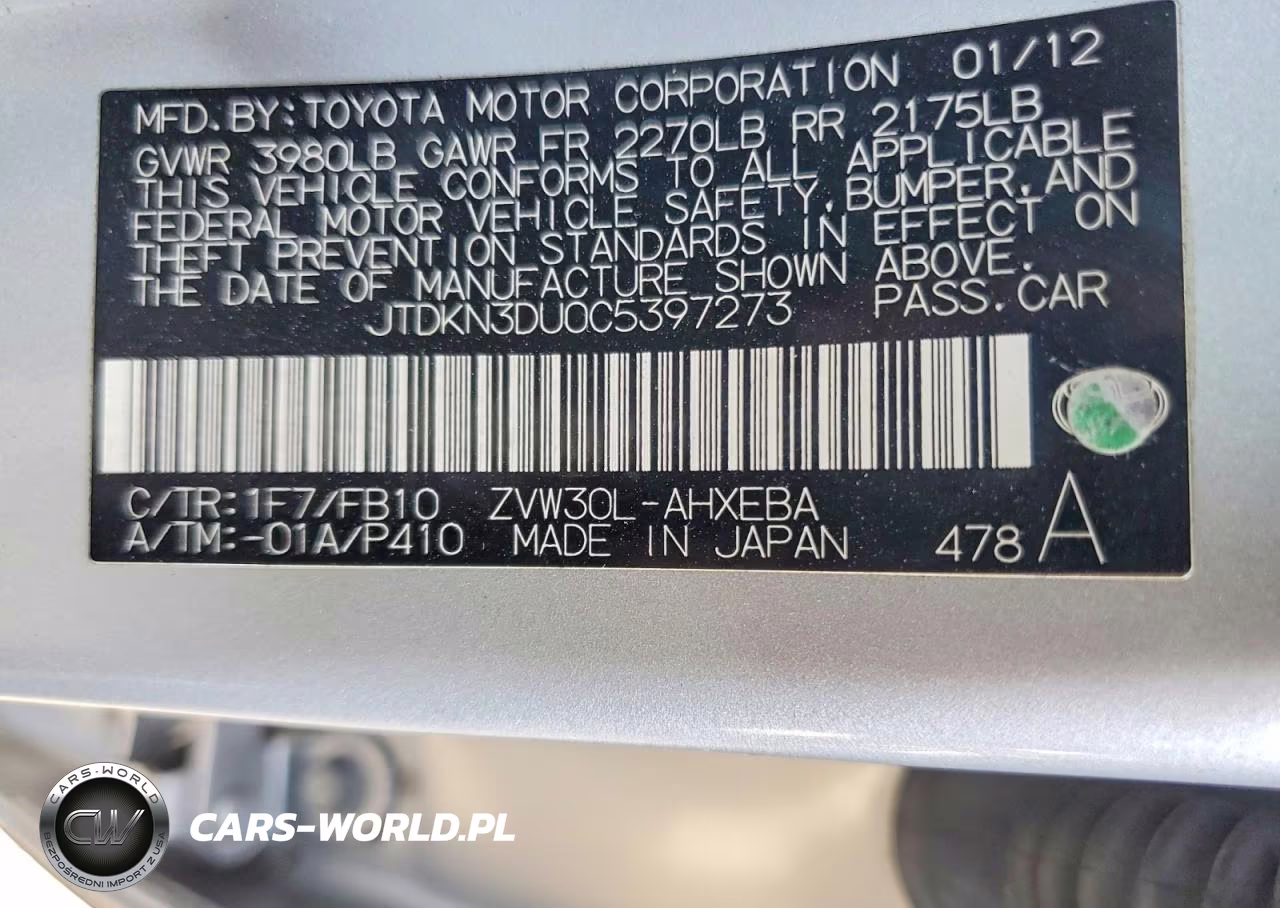 2012 Toyota Prius Two VIN:JTDKN3DU0C5397273 - 12