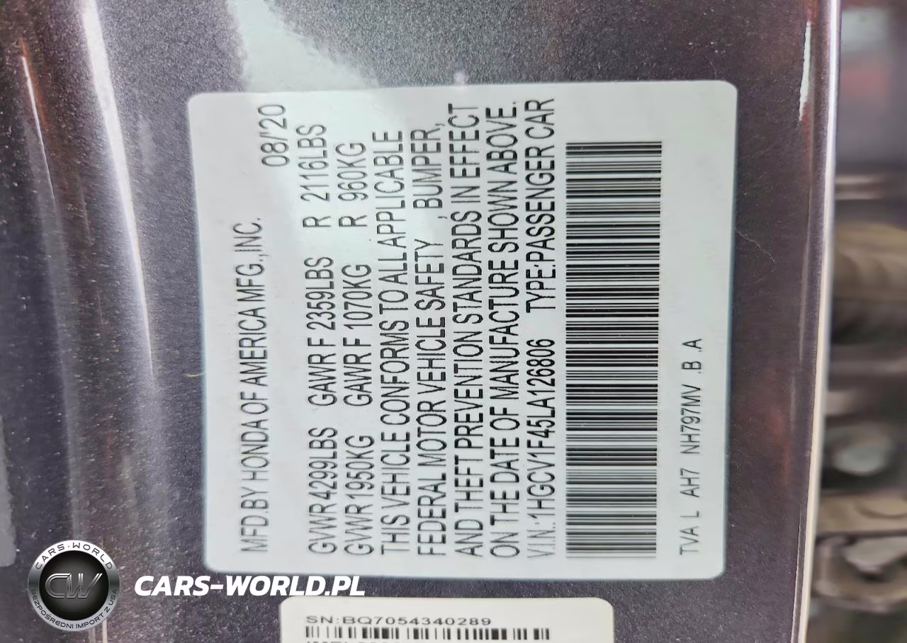 2020 Honda Accord Ex VIN:1HGCV1F45LA126806 - 13