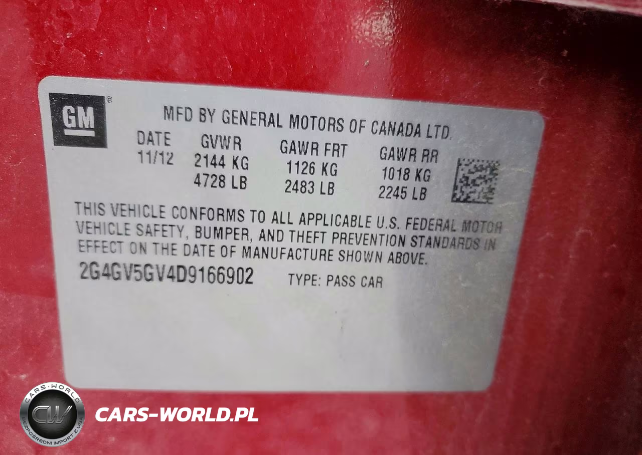 2013 Buick Regal Gs VIN:2G4GV5GV4D9166902 - 12