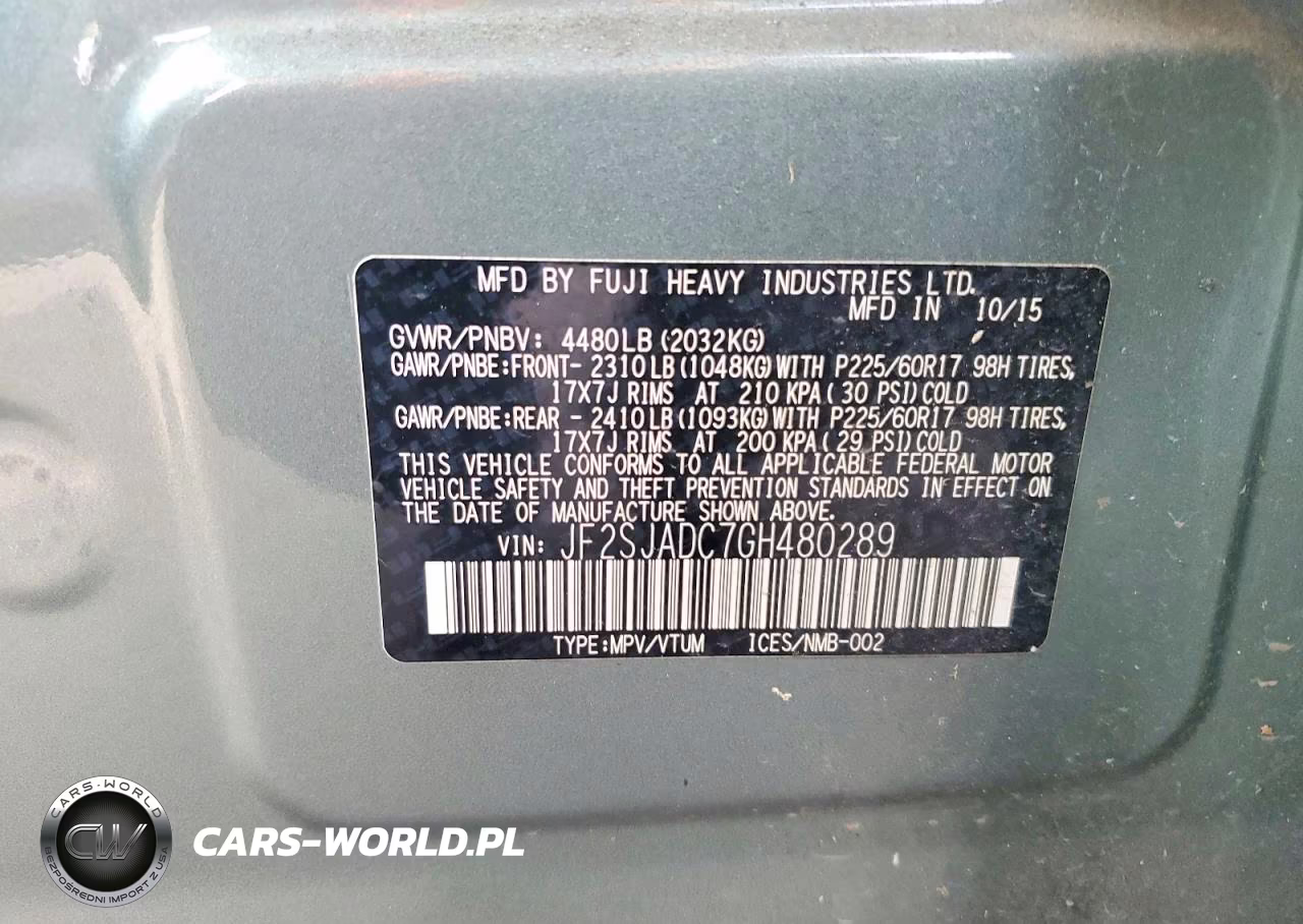 2016 Subaru Forester 2.5I Premium VIN:JF2SJADC7GH480289 - 13