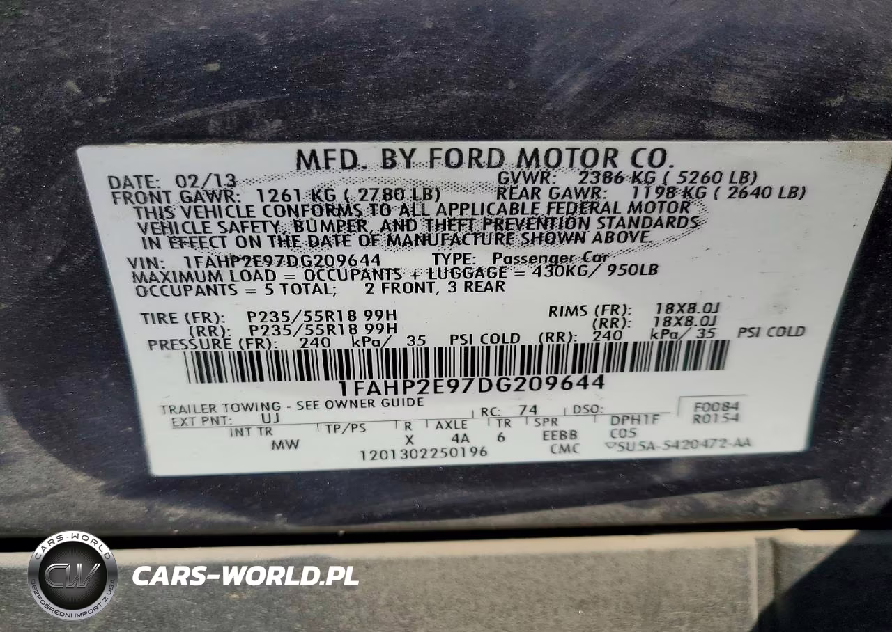 2013 Ford Taurus Sel VIN:1FAHP2E97DG209644 - 12