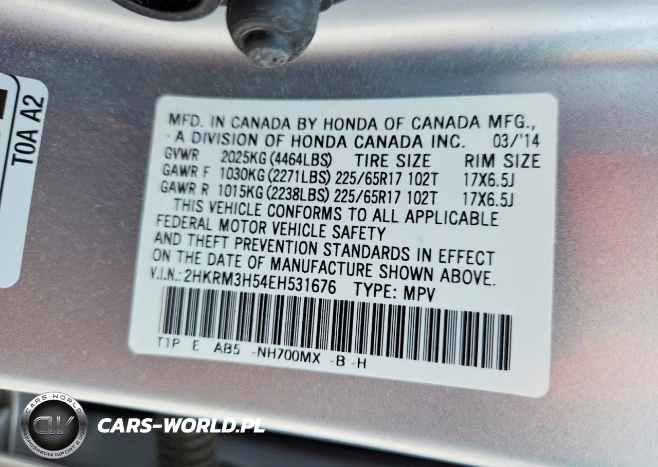 2014 Honda Cr-V Ex VIN:2HKRM3H54EH531676 - 14