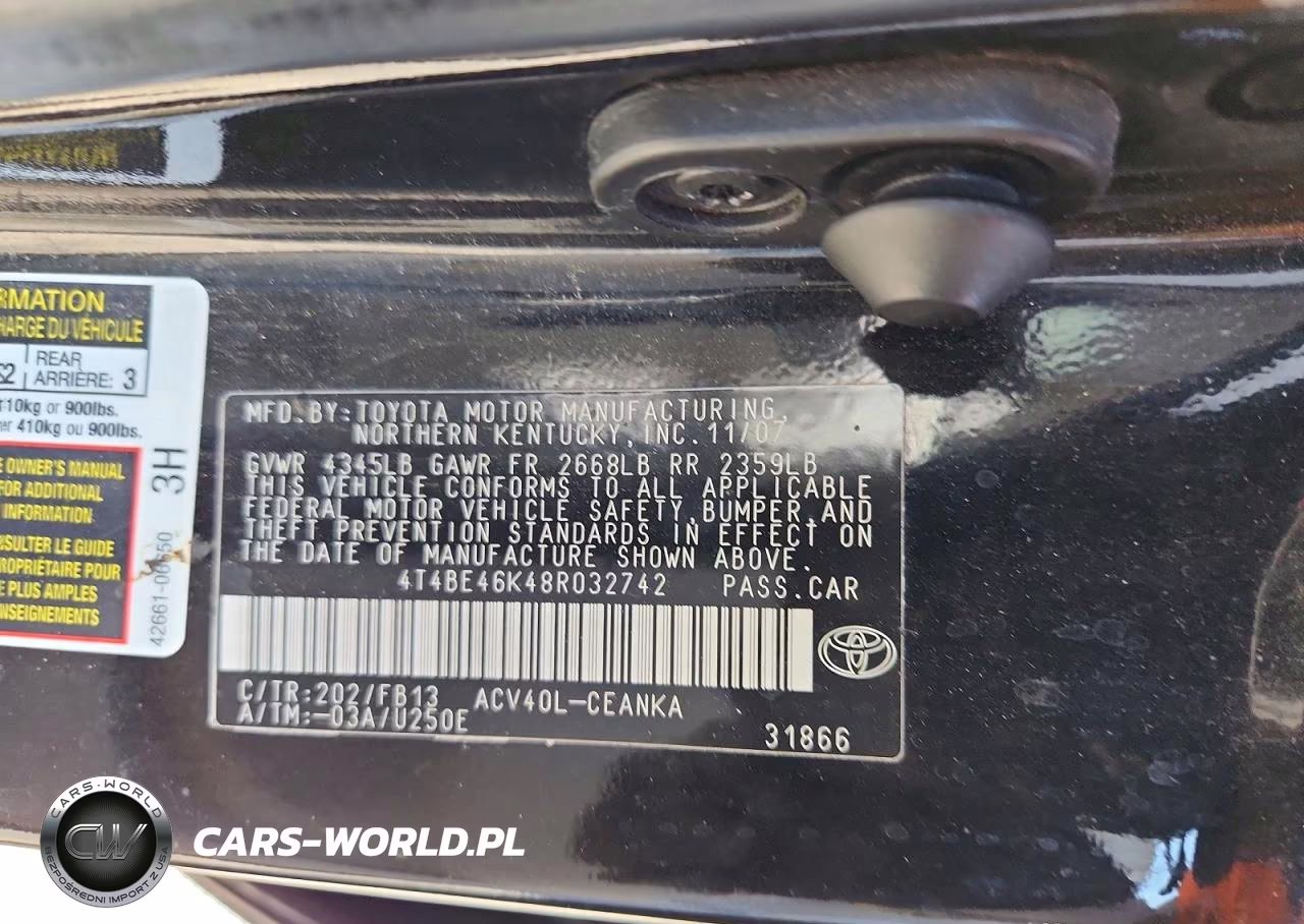 2008 Toyota Camry Le VIN:4T4BE46K48R032742 - 12