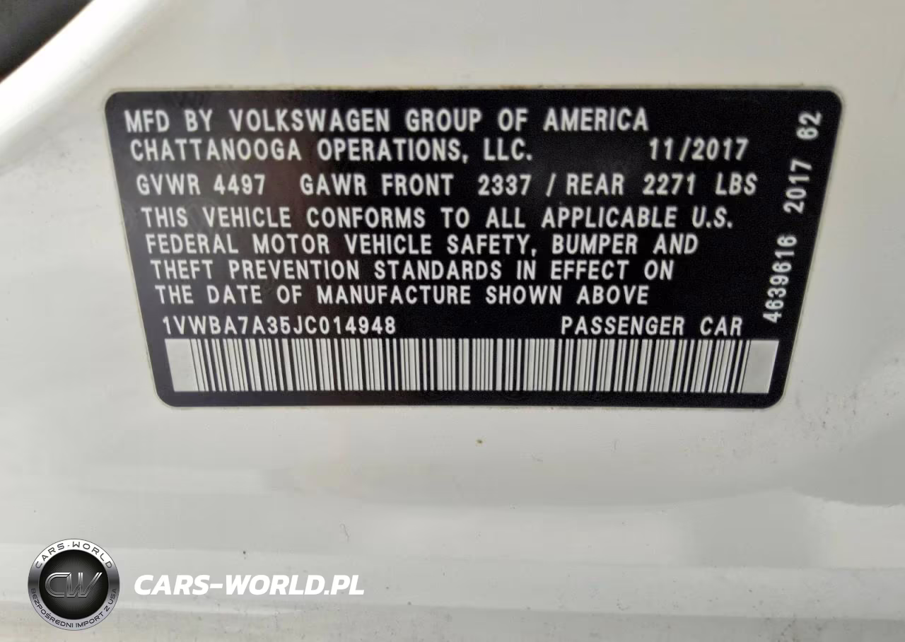2018 Volkswagen Passat Se VIN:1VWBA7A35JC014948 - 12