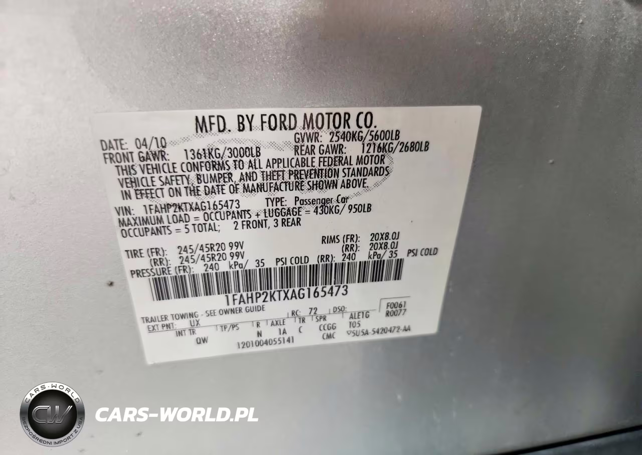 2010 Ford Taurus Sho VIN:1FAHP2KTXAG165473 - 13