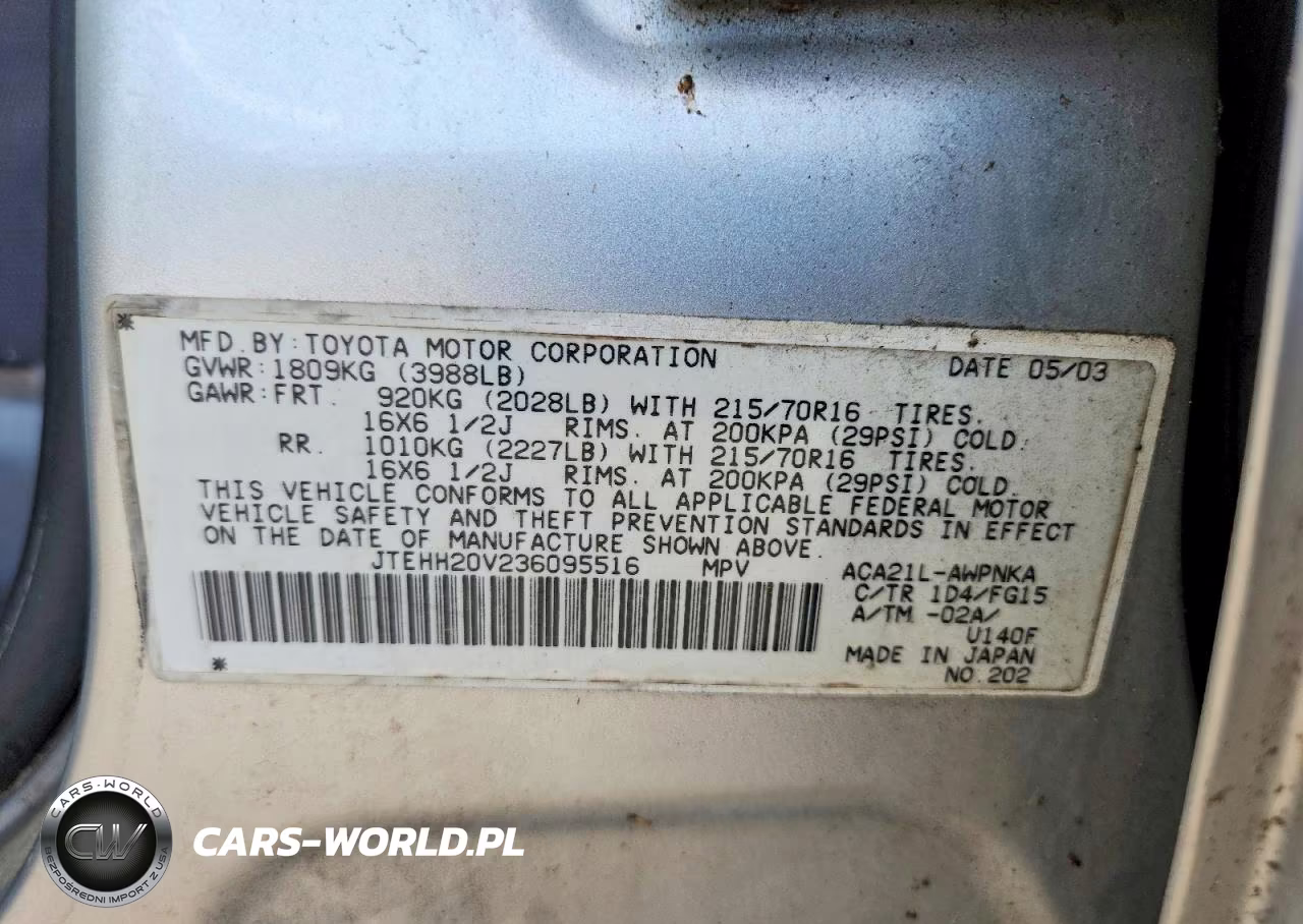 2003 Toyota Rav4 Base VIN:JTEHH20V236095516 - 12
