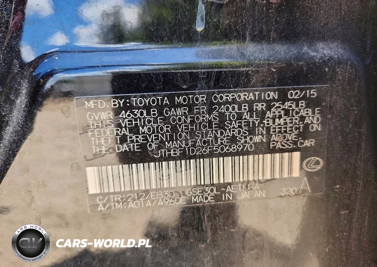 2015 Lexus Is 250 VIN:JTHBF1D26F5068970 - 12