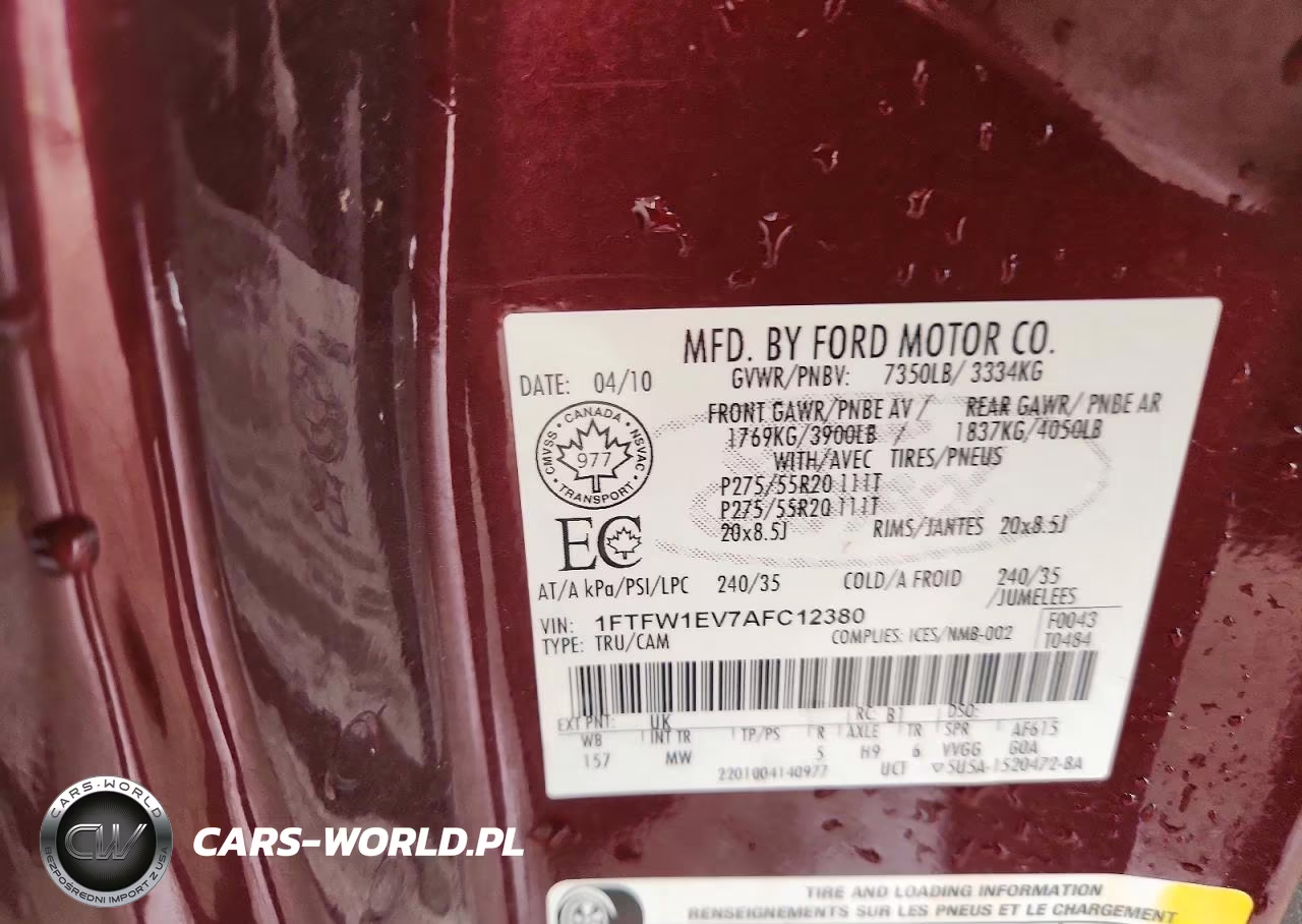 2010 Ford F150 Supercrew VIN:1FTFW1EV7AFC12380 - 12