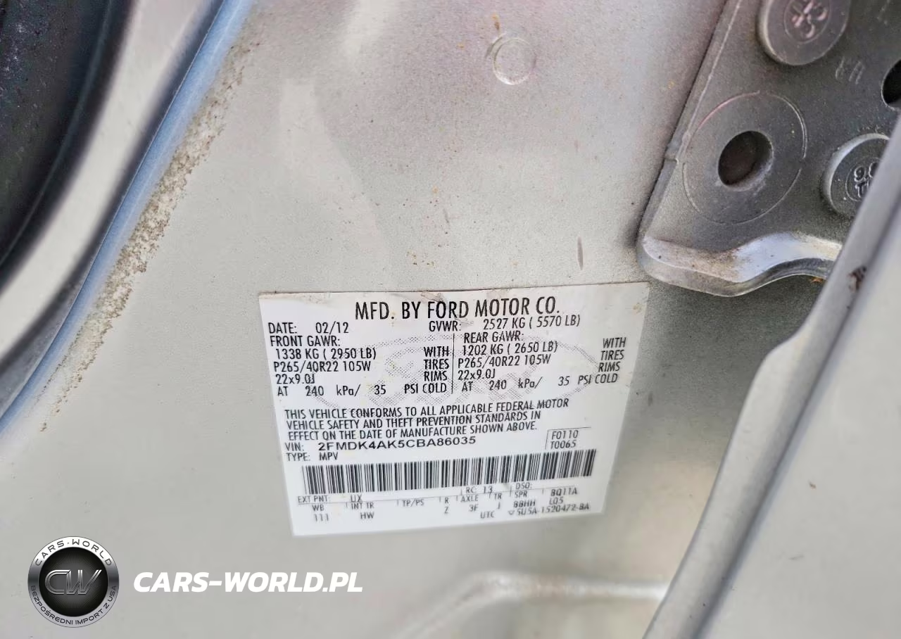 2012 Ford Edge Sport VIN:2FMDK4AK5CBA86035 - 13