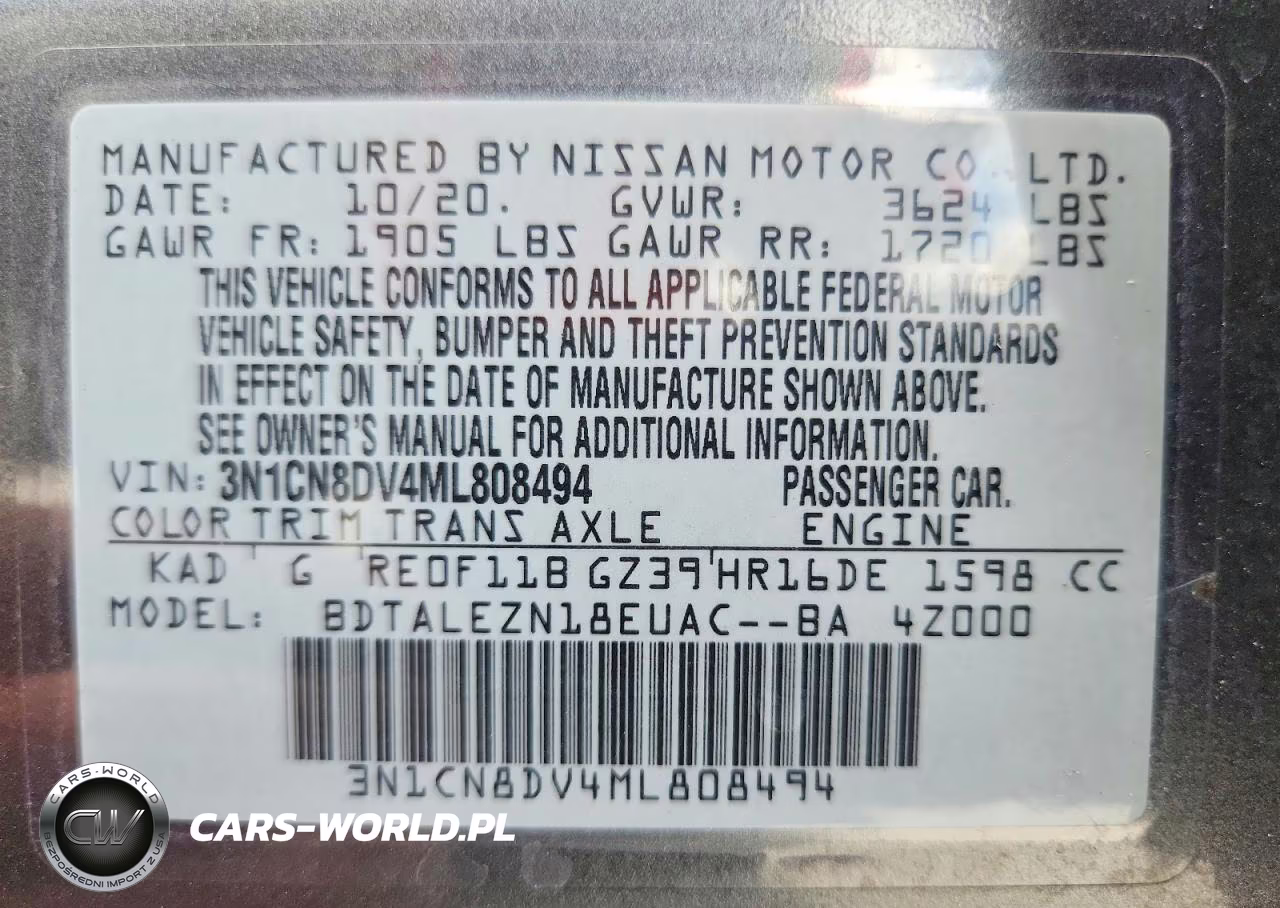 2021 Nissan Versa S VIN:3N1CN8DV4ML808494 - 12