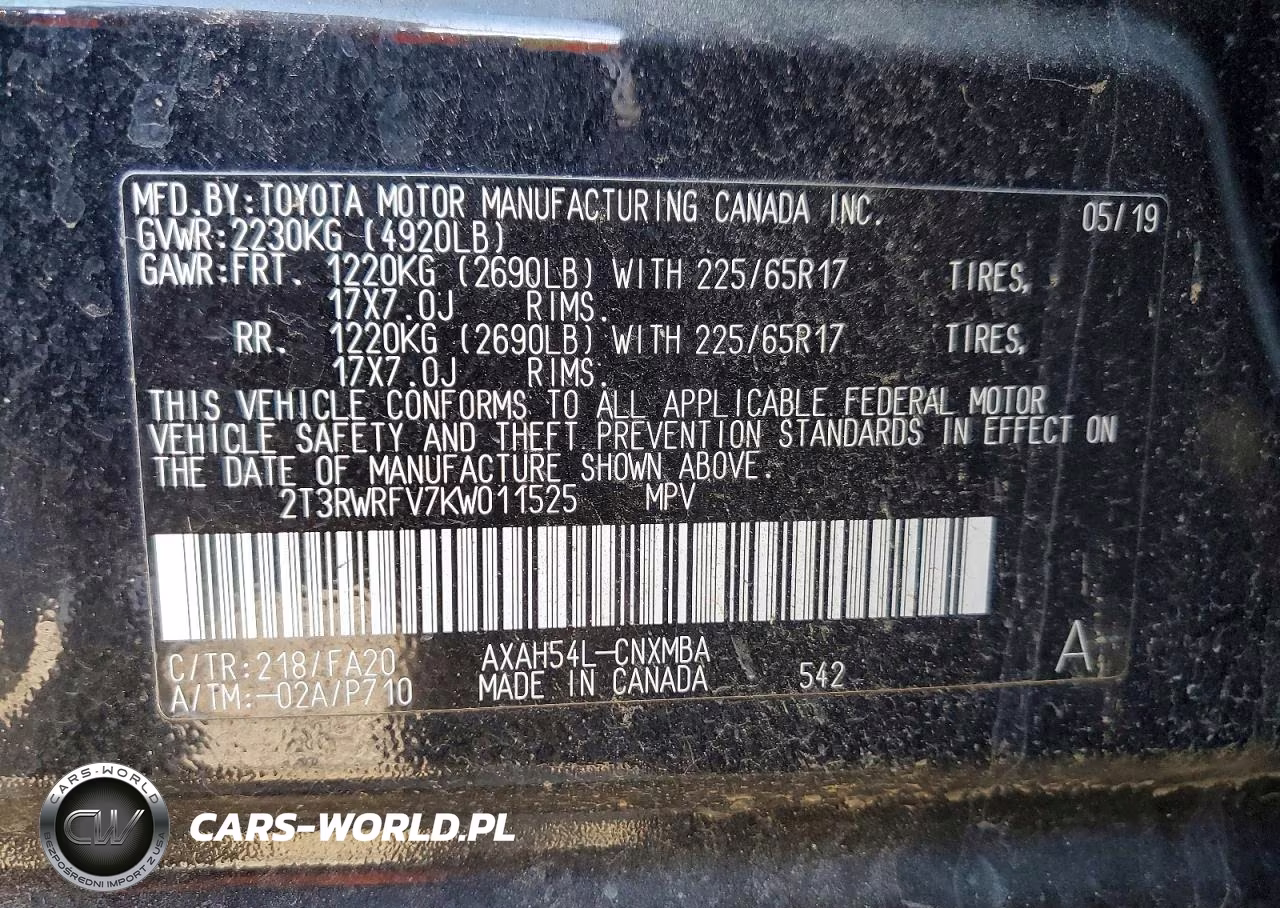 2019 Toyota Rav4 Hybrid Xle VIN:2T3RWRFV7KW011525 - 13