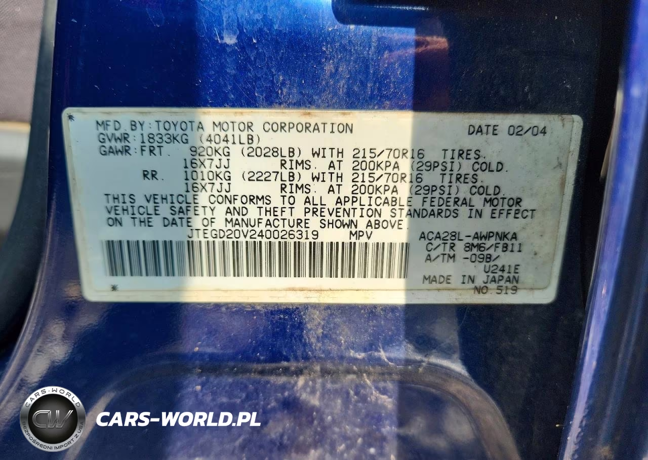 2004 Toyota Rav4 Base VIN:JTEGD20V240026319 - 13