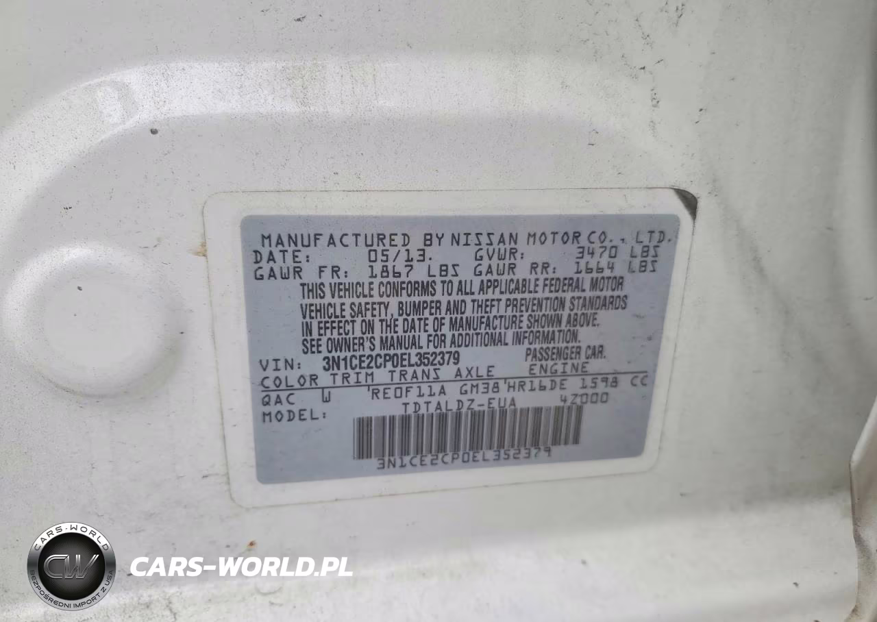 2014 Nissan Versa Note Sv VIN:3N1CE2CP0EL352379 - 12