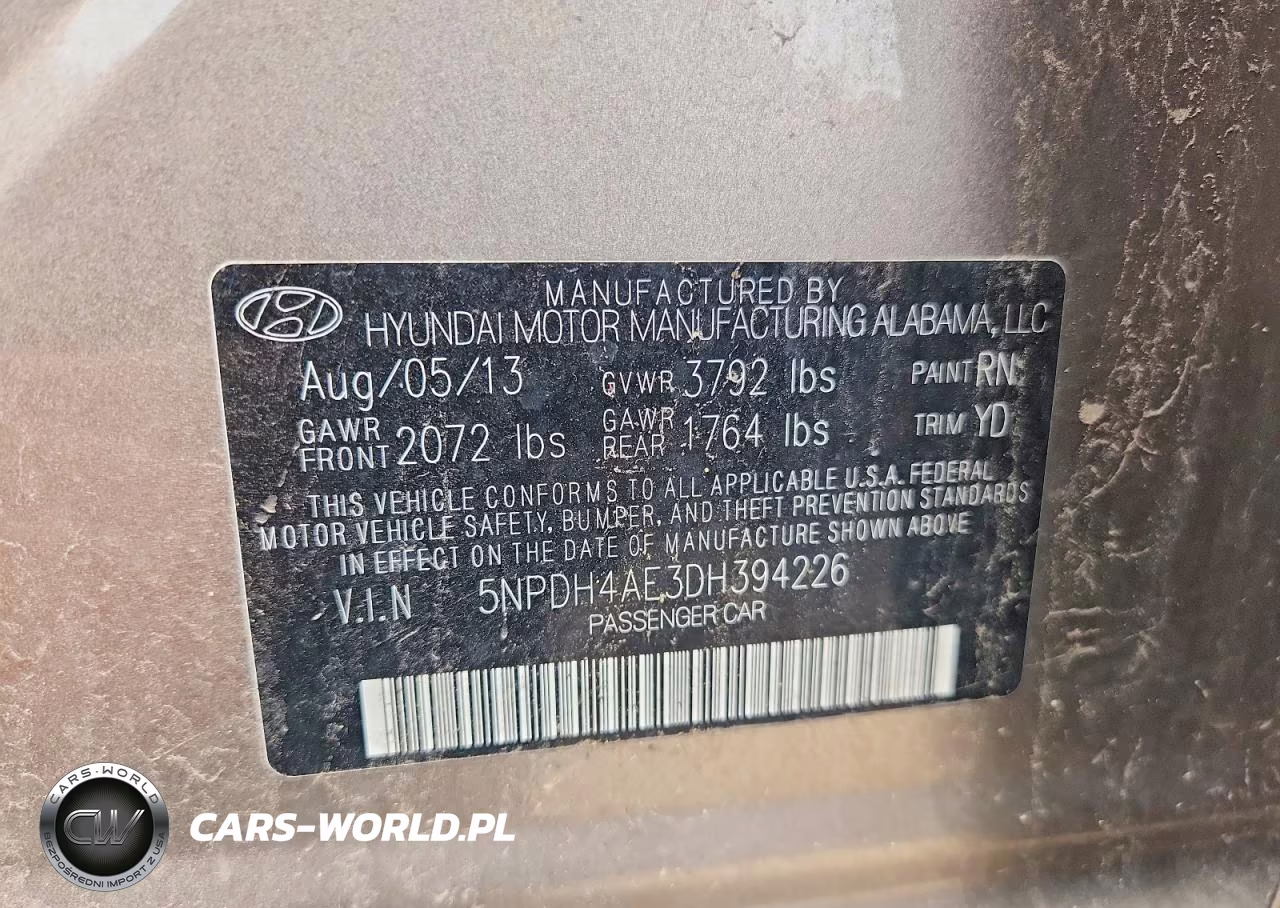 2013 Hyundai Elantra Gls VIN:5NPDH4AE3DH394226 - 13