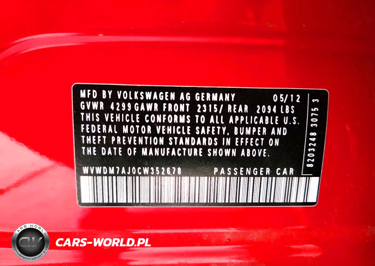 2012 Volkswagen Golf VIN:WVWDM7AJ0CW352678 - 12