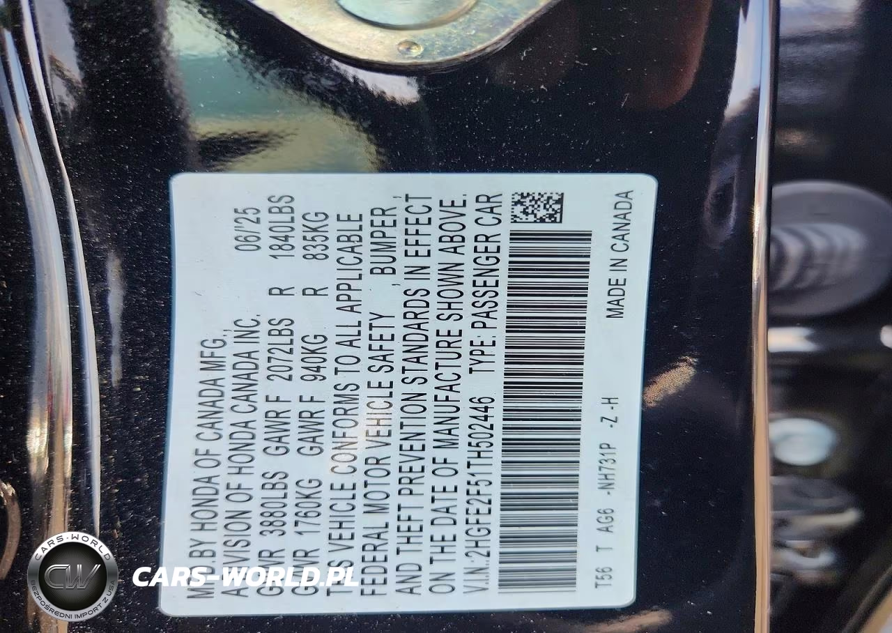 2026 Honda Civic Sport VIN:2HGFE2F51TH502446 - 13