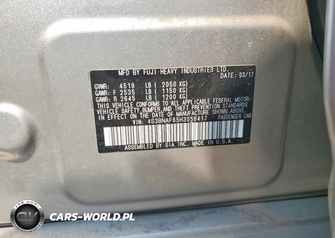 2017 Subaru Legacy 2.5I Premium VIN:4S3BNAF65H3058417 - 12