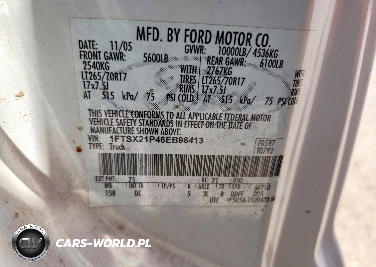 2006 Ford F250 Super Duty VIN:1FTSX21P46EB98413 - 13