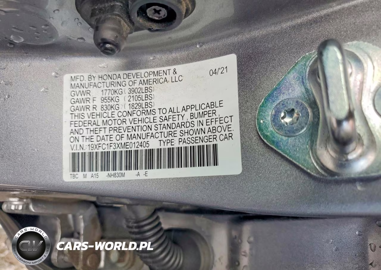 2021 Honda Civic Ex VIN:19XFC1F3XME012405 - 12