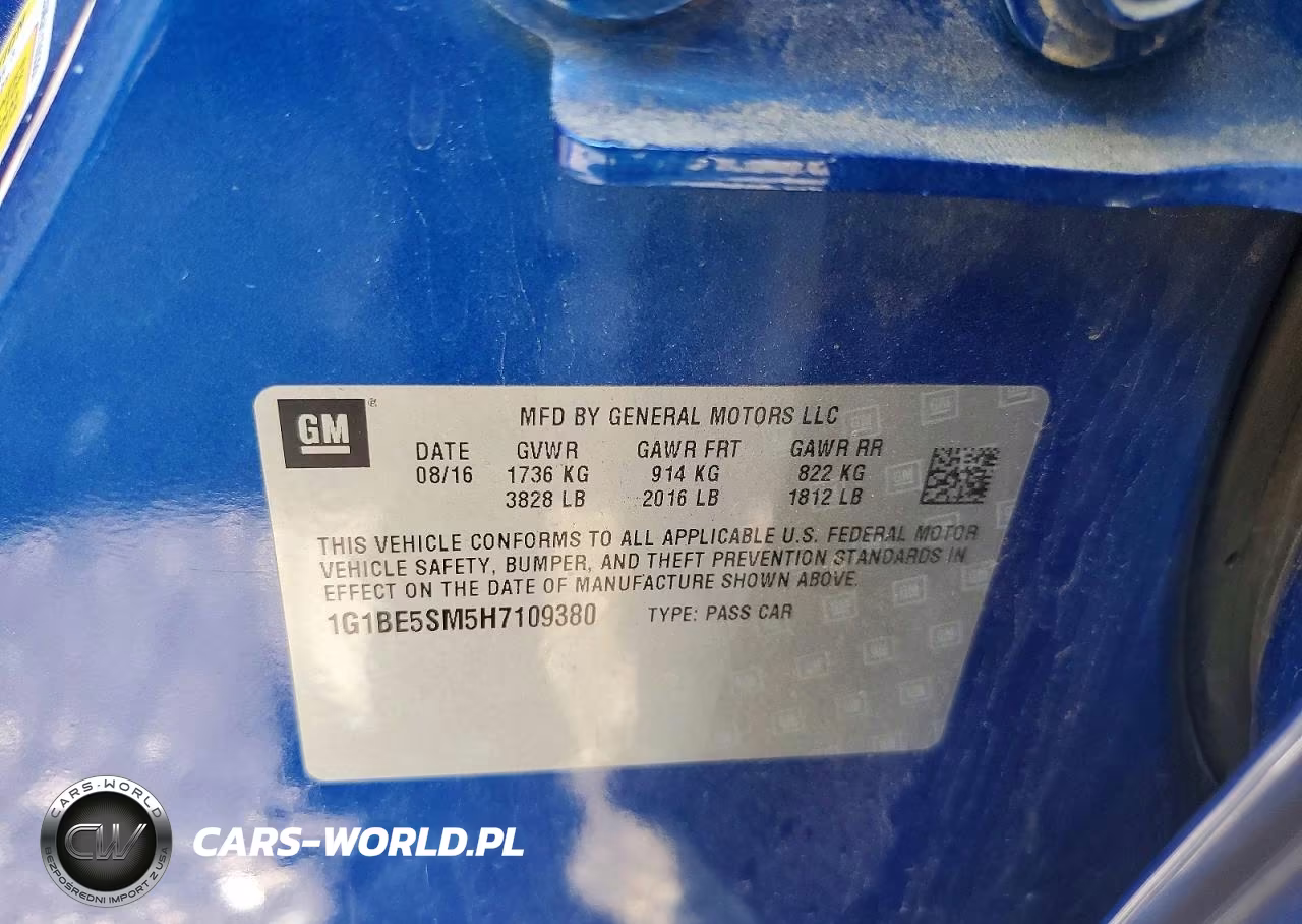 2017 Chevrolet Cruze Lt VIN:1G1BE5SM5H7109380 - 12