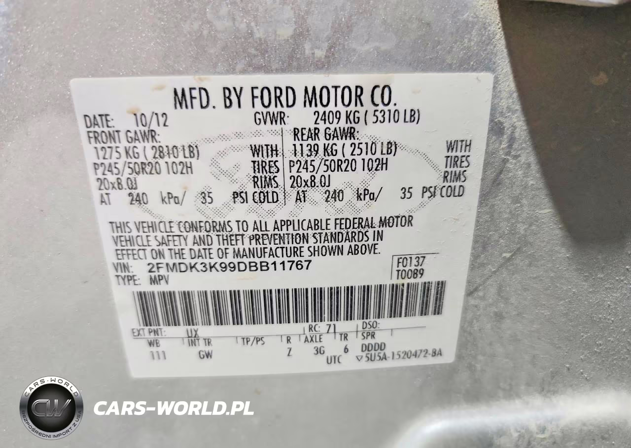 2013 Ford Edge Limited VIN:2FMDK3K99DBB11767 - 13