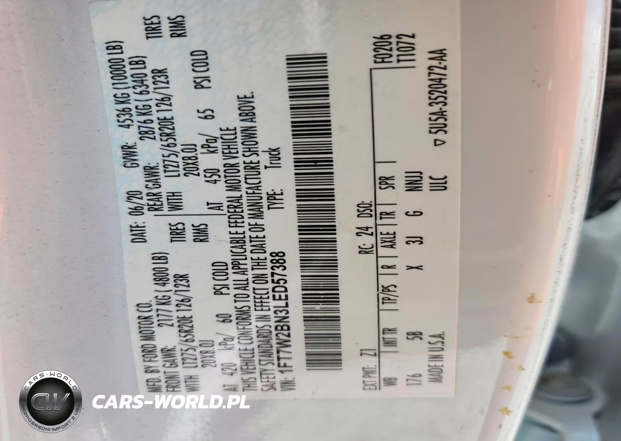 2020 Ford F250 Super Duty VIN:1FT7W2BN3LED57388 - 12