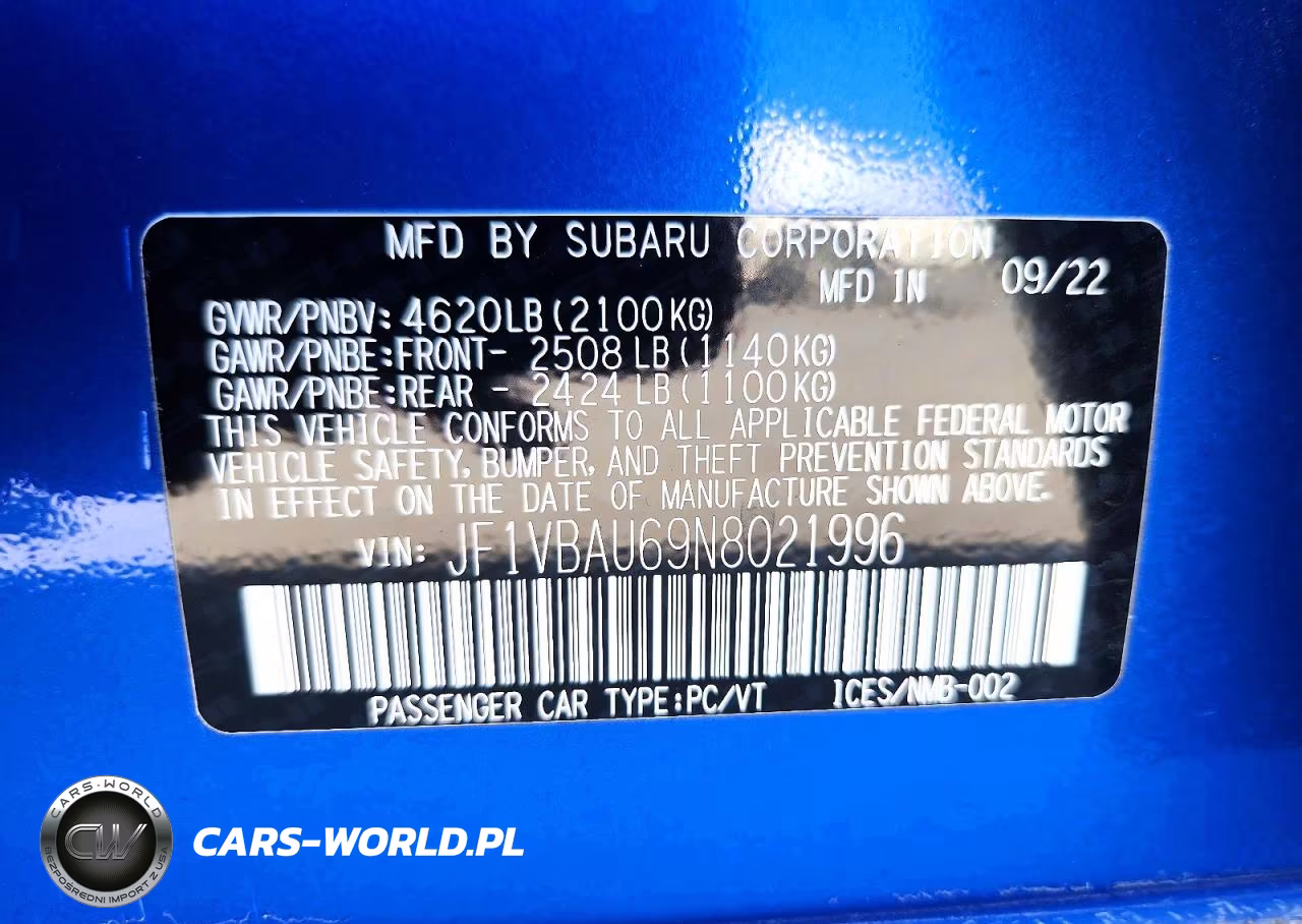 2022 Subaru Wrx Gt VIN:JF1VBAU69N8021996 - 12