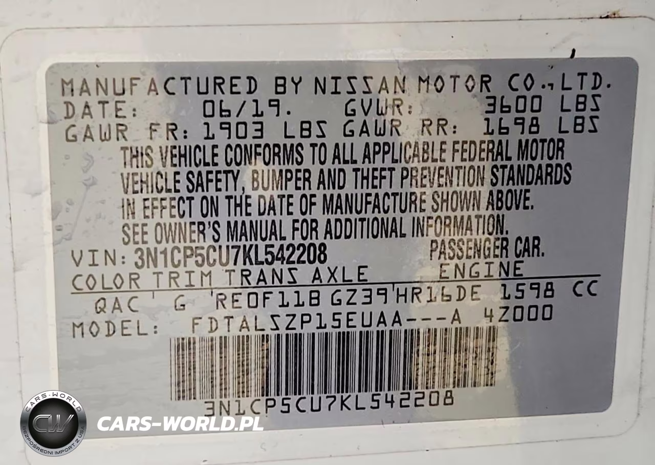 2019 Nissan Kicks Sv VIN:3N1CP5CU7KL542208 - 13
