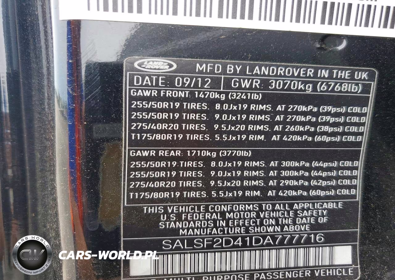 2013 Land Rover Range Rover Sport Hse VIN:SALSF2D41DA777716 - 12