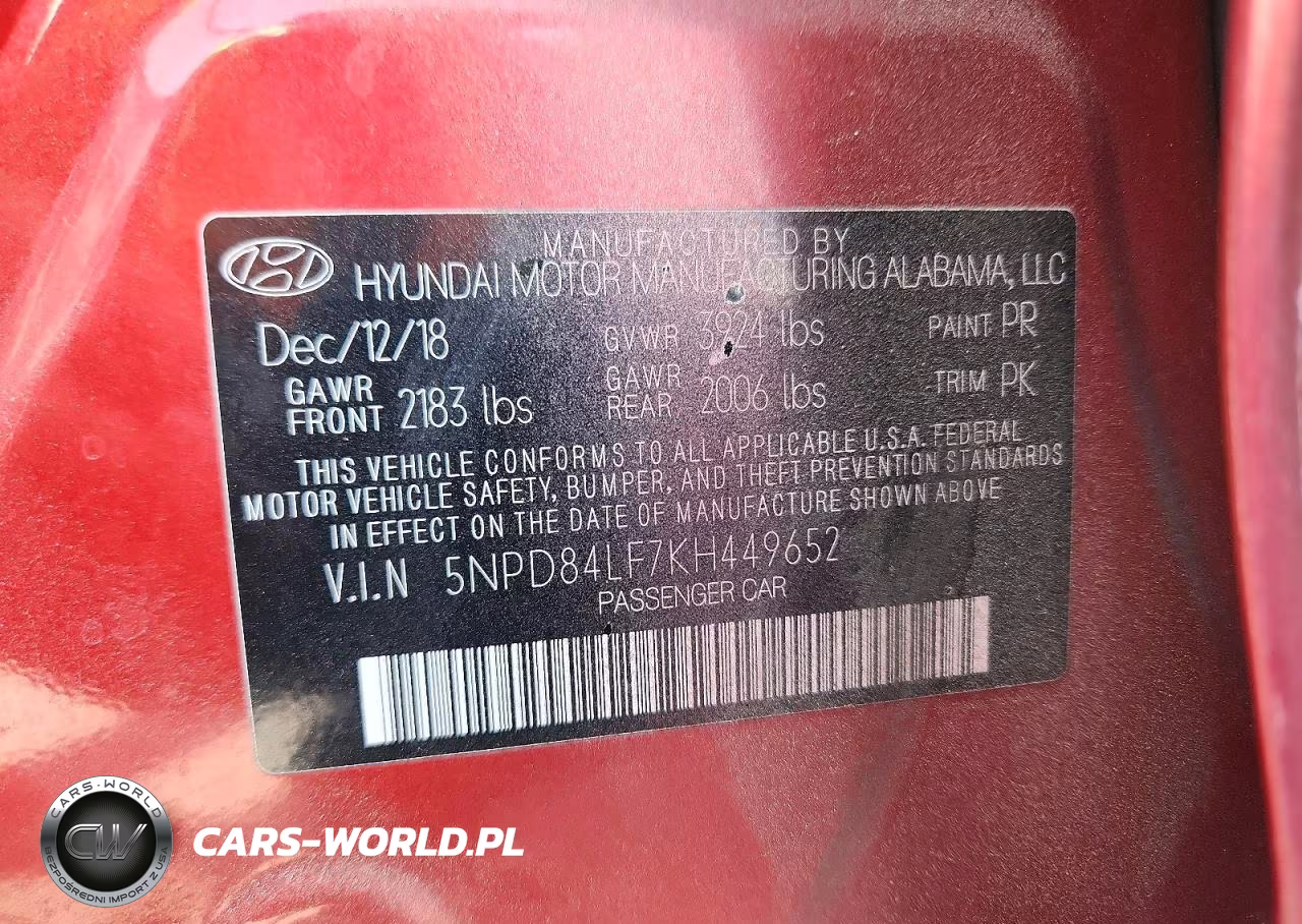2019 Hyundai Elantra Sel VIN:5NPD84LF7KH449652 - 12