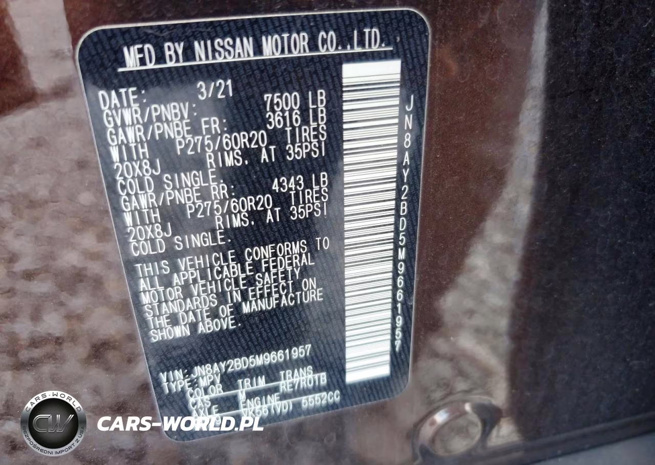 2021 Nissan Armada Sl VIN:JN8AY2BD5M9661957 - 14
