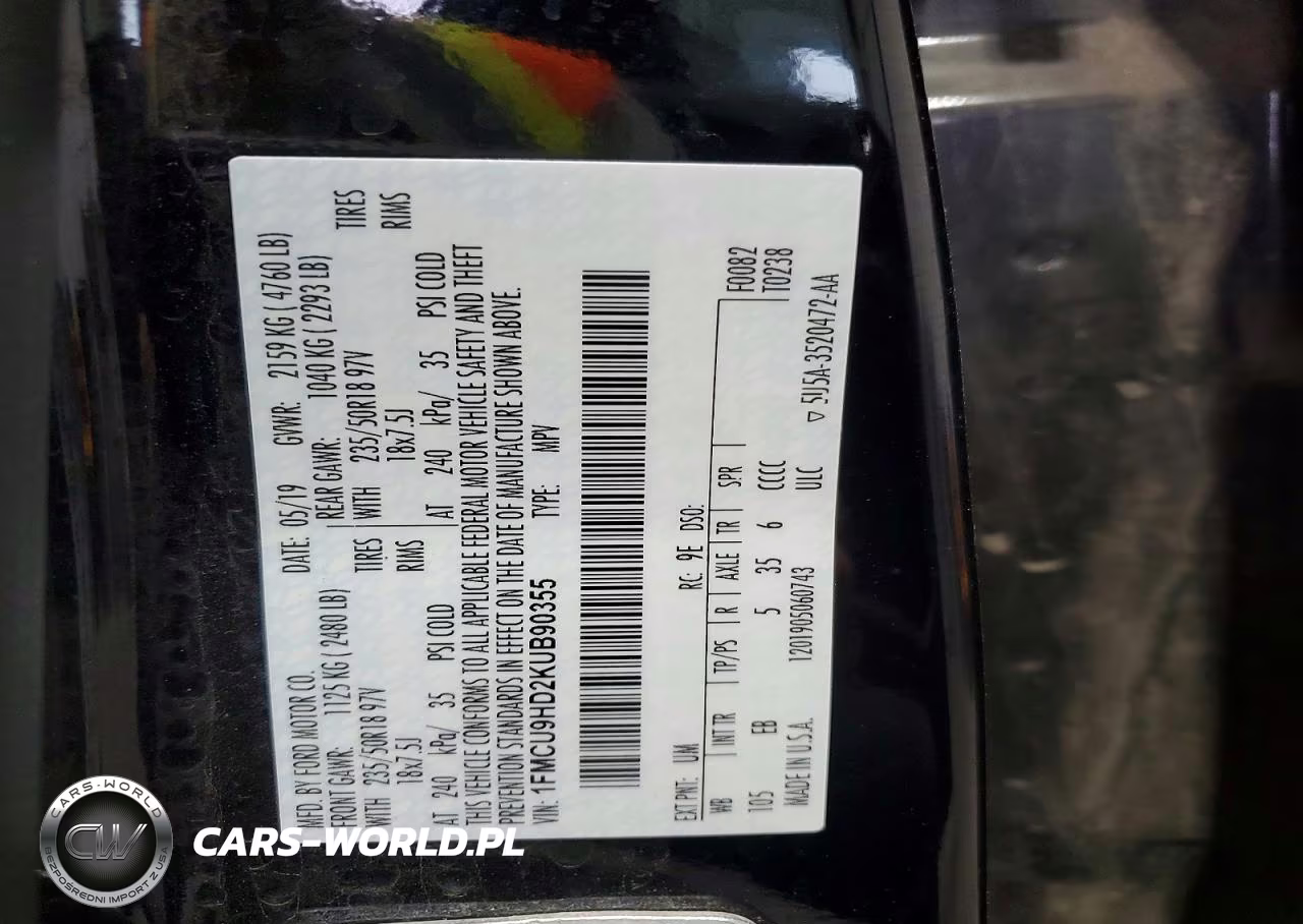2019 Ford Escape Sel VIN:1FMCU9HD2KUB90355 - 13