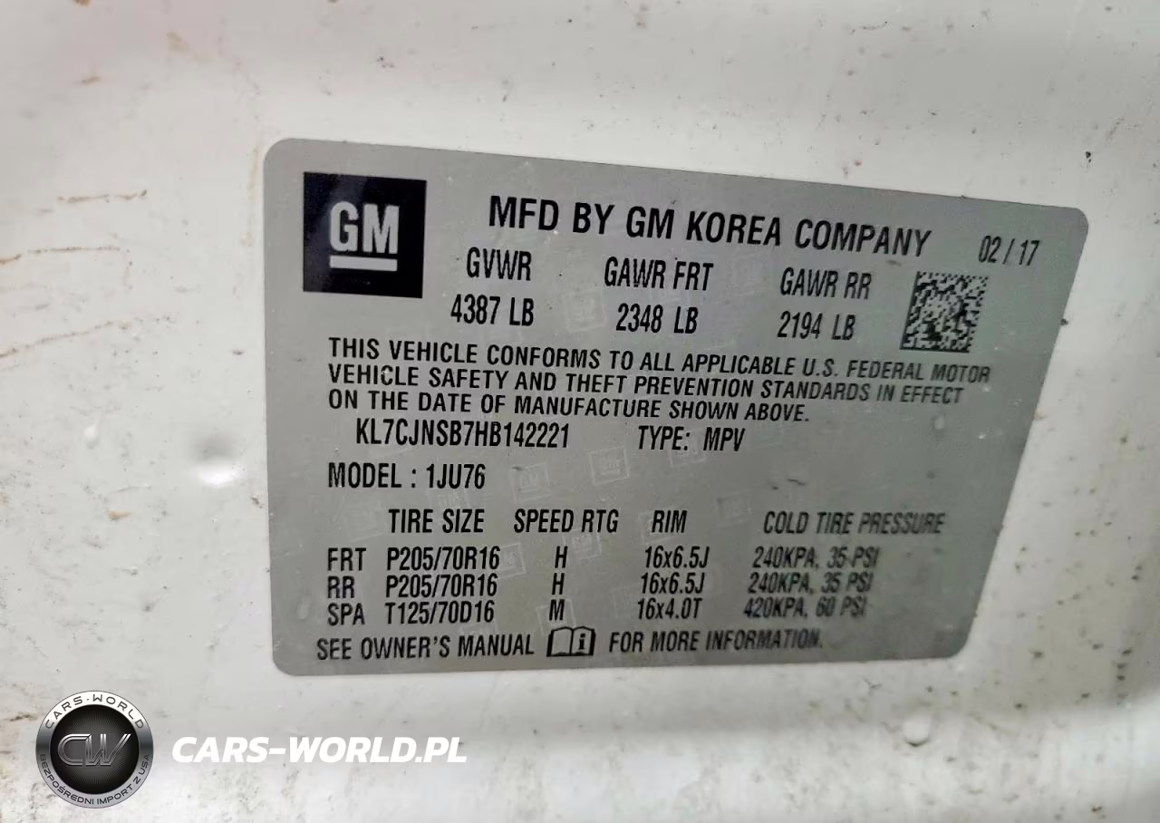 2017 Chevrolet Trax Ls VIN:KL7CJNSB7HB142221 - 13