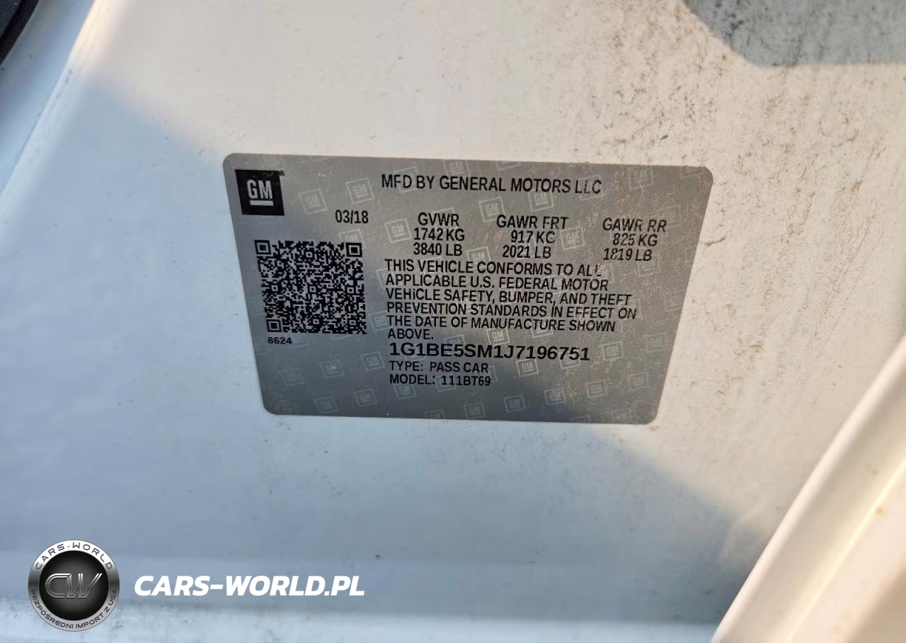 2018 Chevrolet Cruze Lt VIN:1G1BE5SM1J7196751 - 12