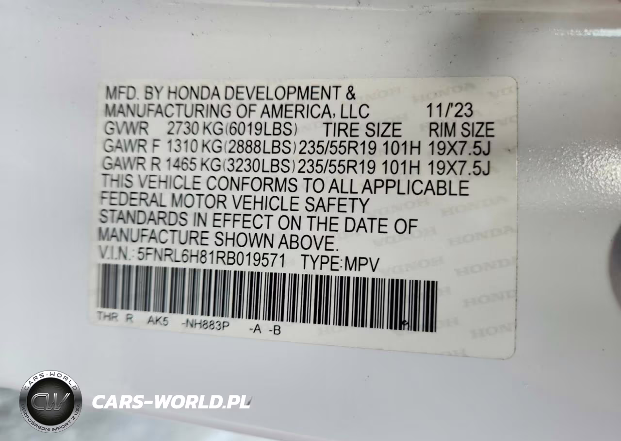 2024 Honda Odyssey Touring VIN:5FNRL6H81RB019571 - 13